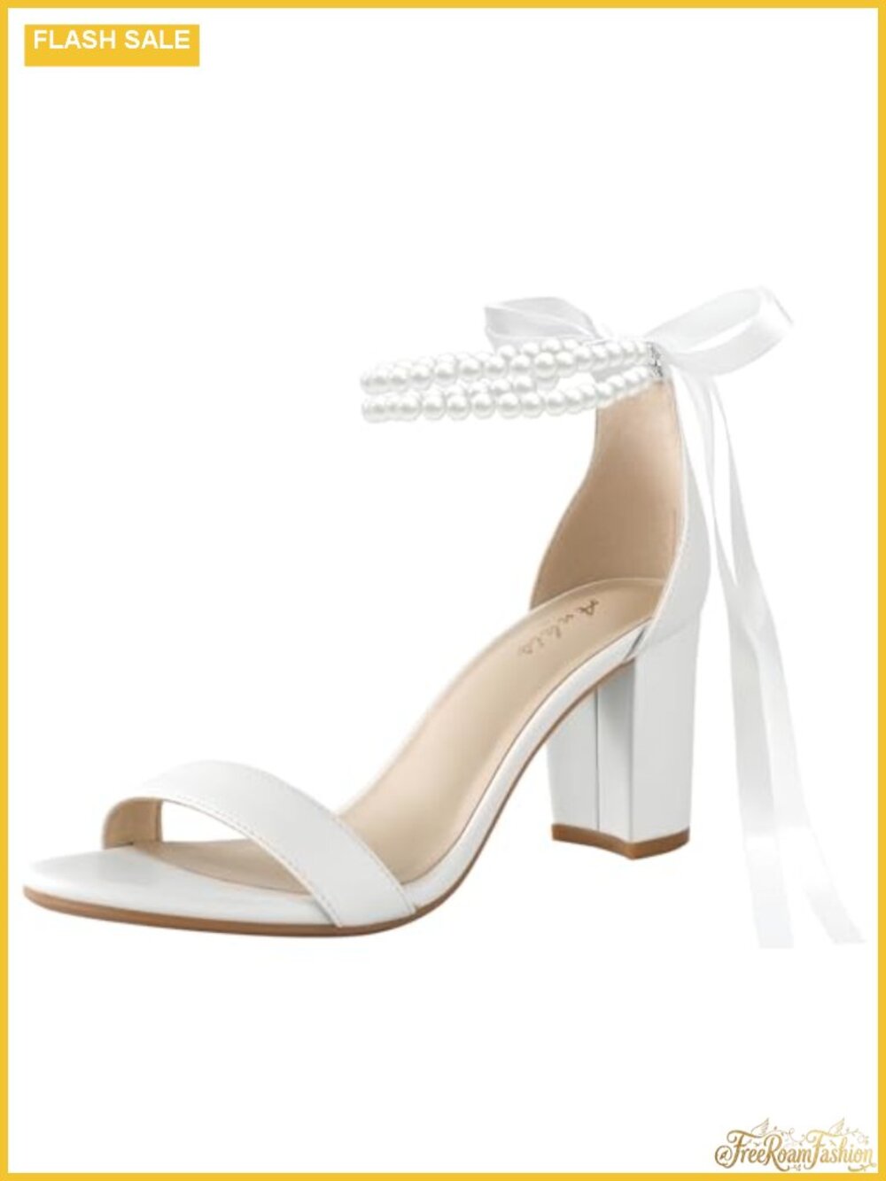 Women's Silk Satin Pearl Bow Block Heeled Sandals Wedding Bride Chunky Heel